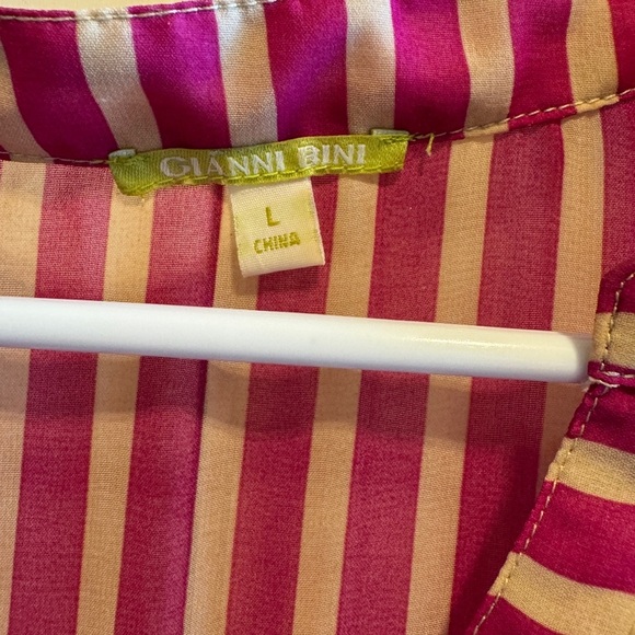 Gianni Bini Striped Women’s Sleeveless Sheer Top Blouse Sz L - Picture 6 of 11